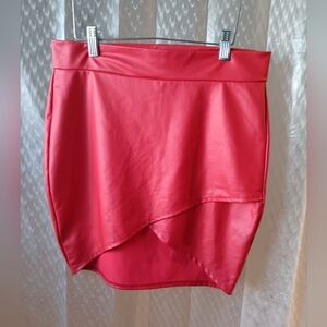 D.ROCK Red Faux Leather Women's Skirt Size L Preowned